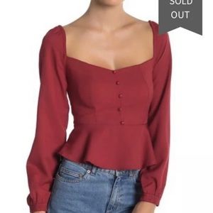 Favlux fashion red peplum hem blouse L